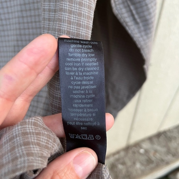 John Varvatos Plaid Brown Button Up Long Sleeve Size Large - Picture 5 of 6